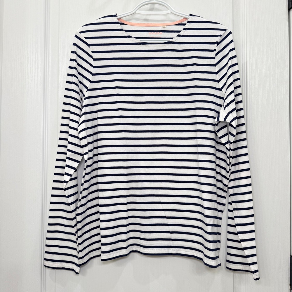 Boden NWOT Navy & White Striped Long Sleeve Breton Tee Size 12